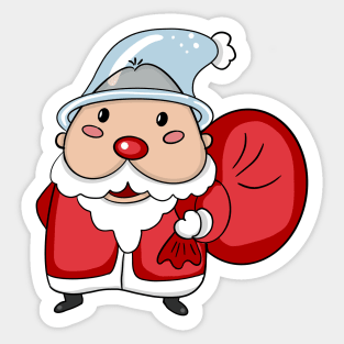 Santa Claus Wearing A Transparent Blue Hat Sticker